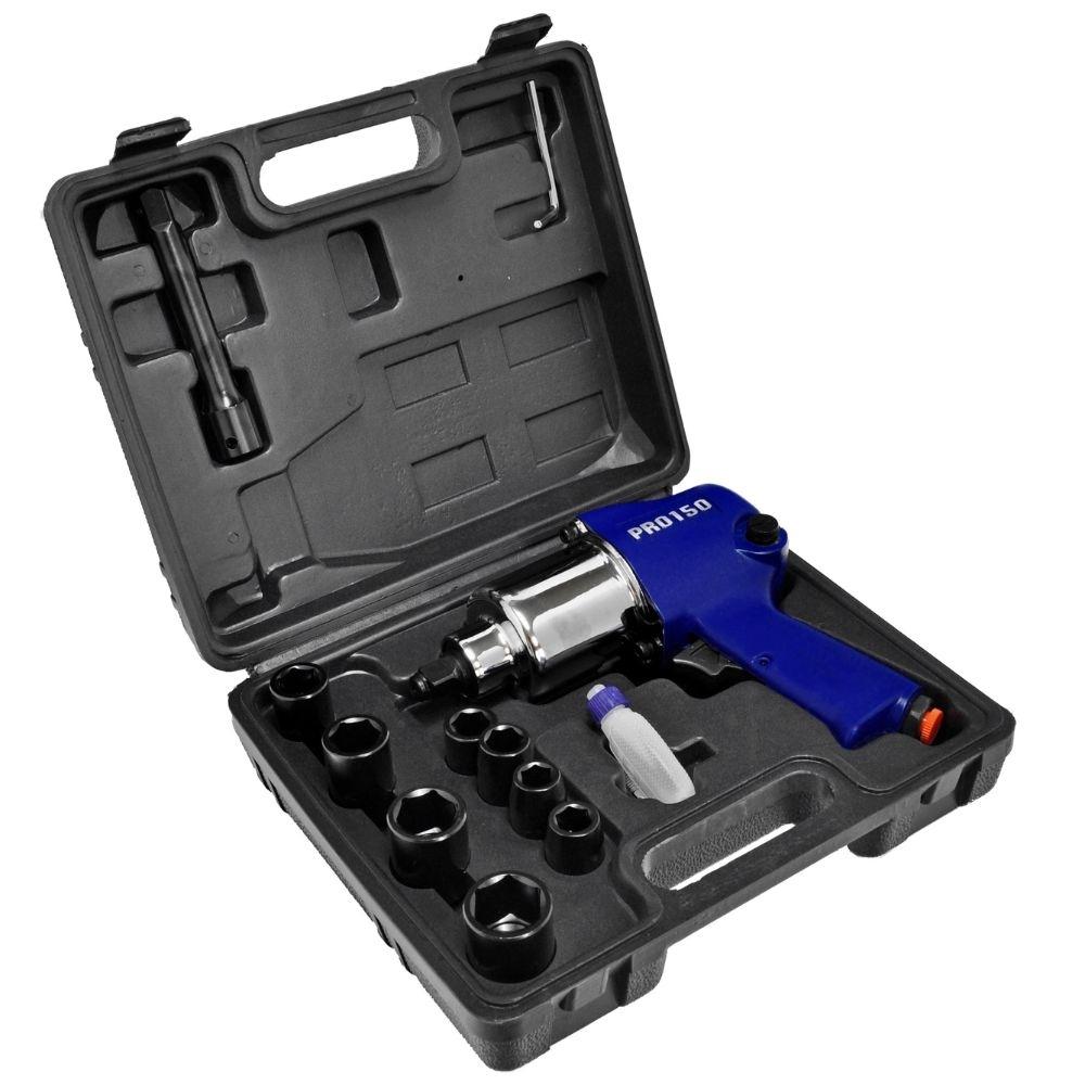Chave de Impacto Pneumática 1/2 POL 59 Kgfm c/ Maleta e Kit Soquetes Pro-150K LDR2