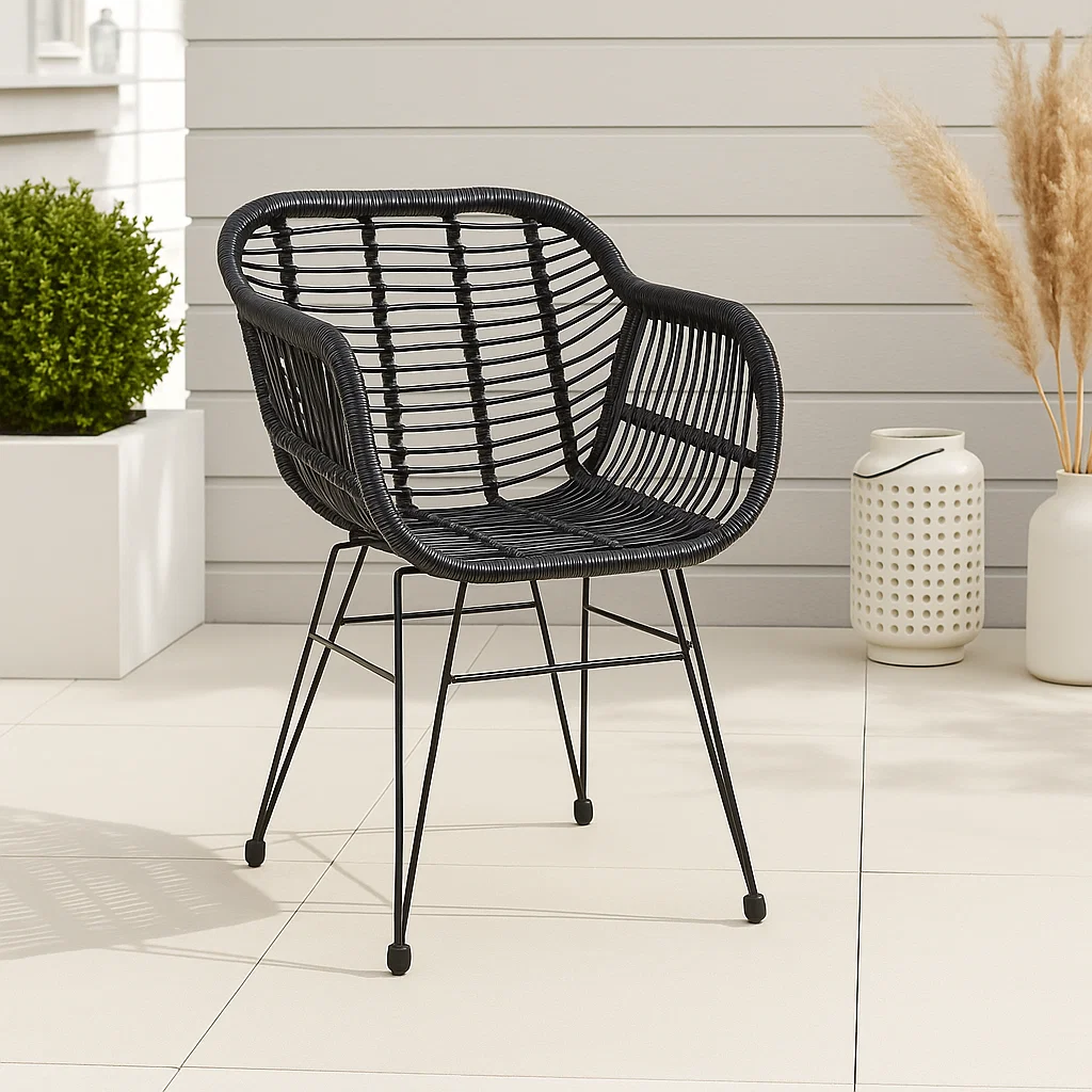 Butaca con Apoyabrazos de Terraza Rattan Grecia Color Negro