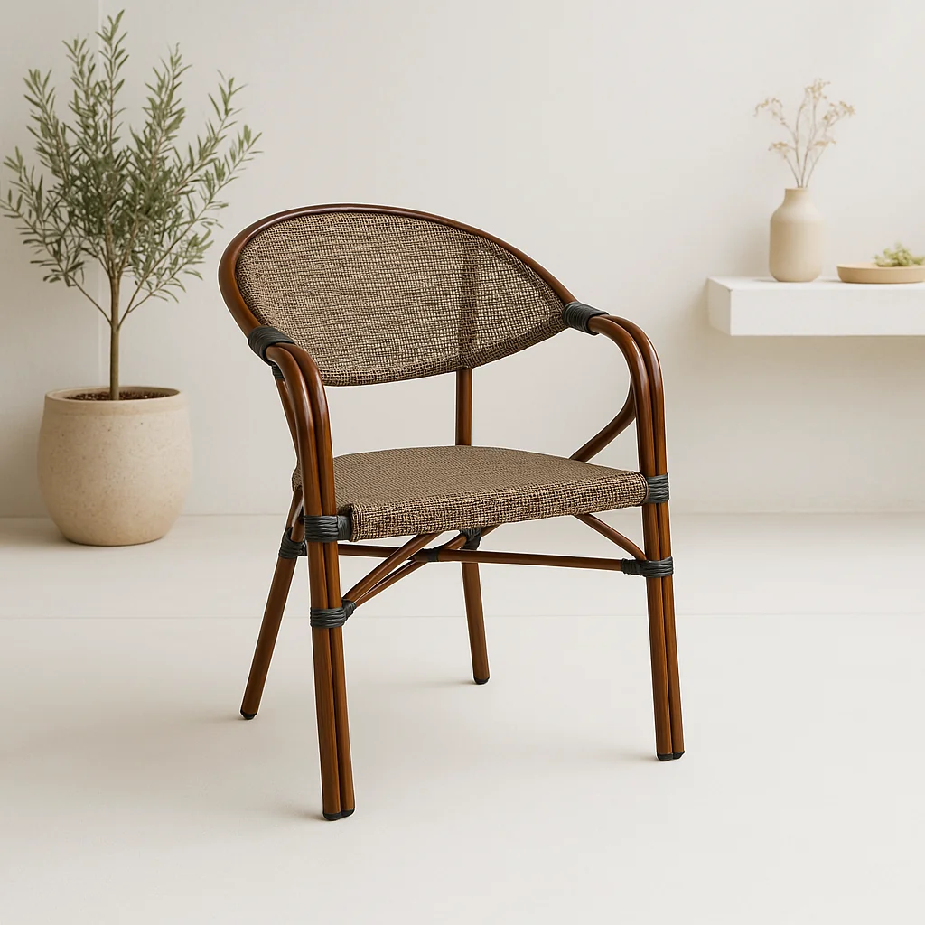 Silla Bistro Parisina Textileno con reposabrazos - Beige