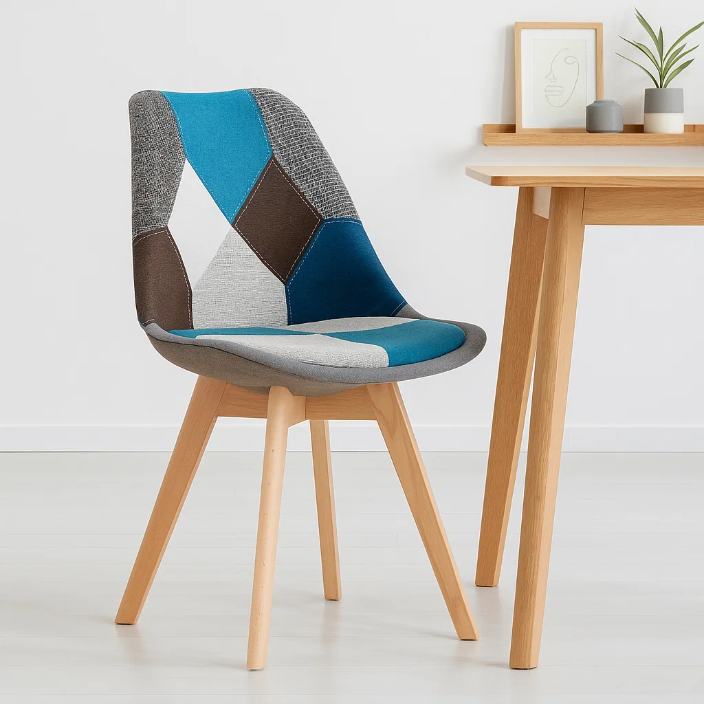 Silla Eames Patchwork Wood - Celeste