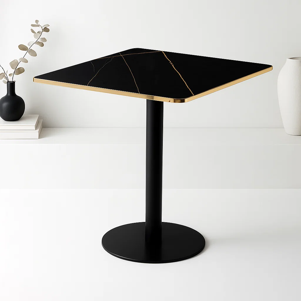 Mesa Luxor de Mdf Efecto Marmol Negro con Dorado
