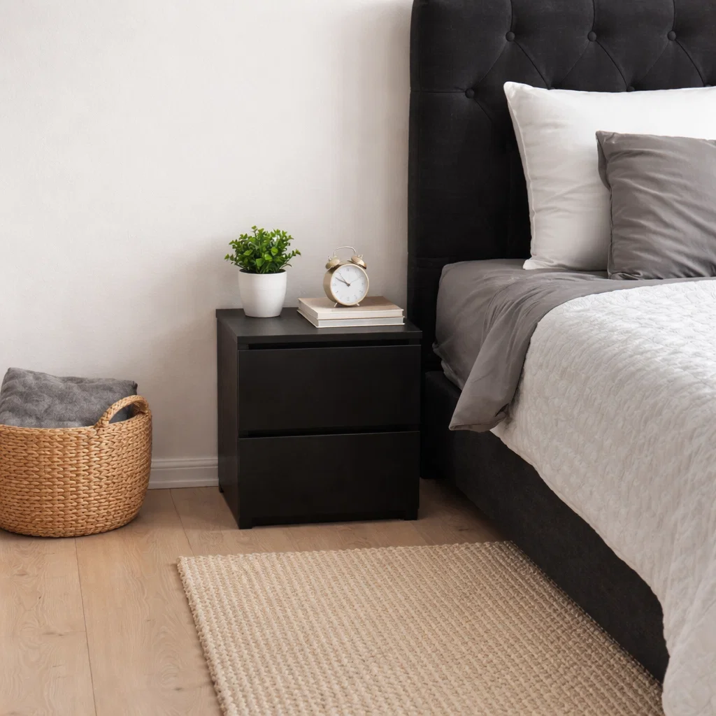 Velador Cajon Doble Minimal Oscuro