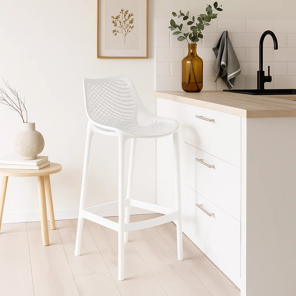 Taburete Piso de Bar Terraza Exterior Air Berlin - Blanco