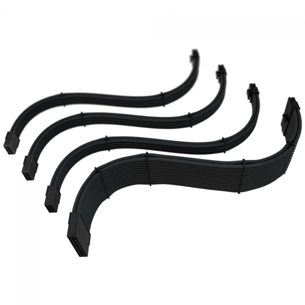 Cabos Extensores Sleeved Rise Mode, 30cm, Banhado a Ouro, Preto, RM-SL-FB