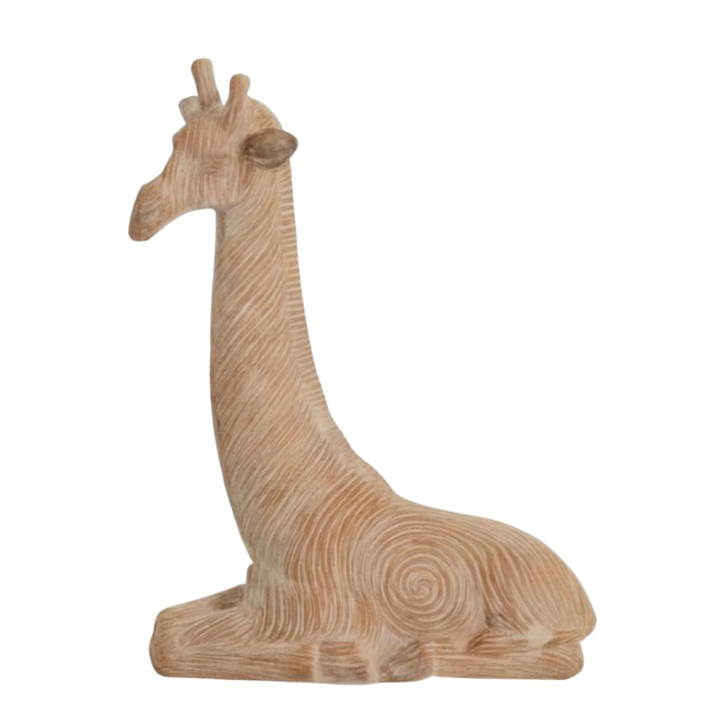 Escultura em Resina Texturizada Girafa Decorativa  1 Peça
