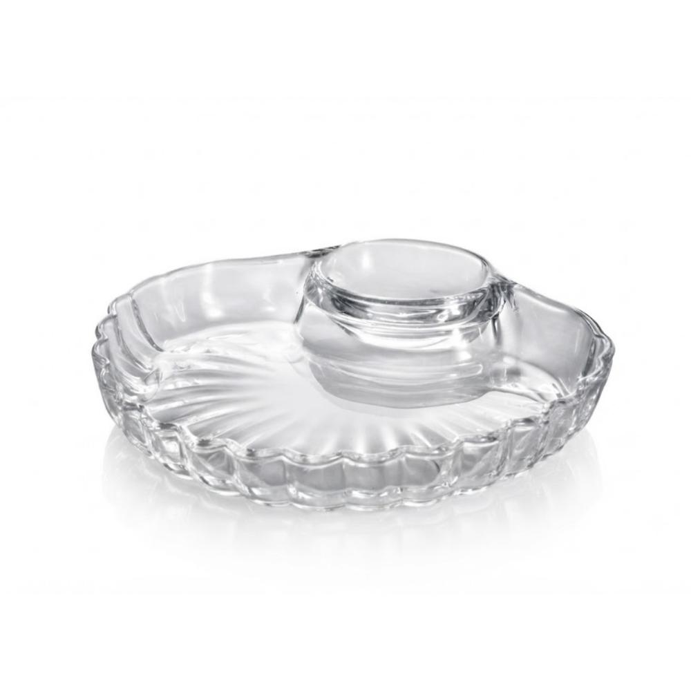 Petisqueira de Vidro Formato de  Concha 2 Divisórias 22,5cm