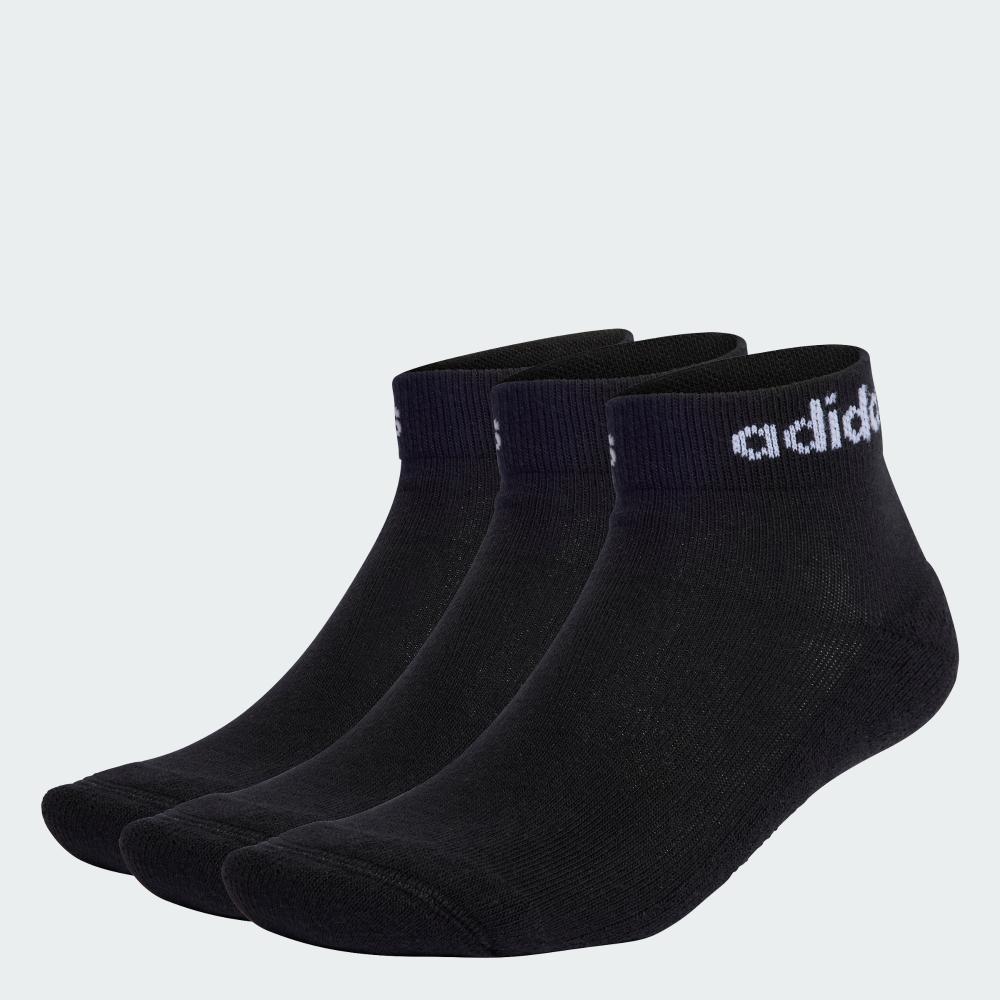 Meia Adidas Lin Ankle 38 ao 40- Pack com 03 unidades Branco Cinza e Preto