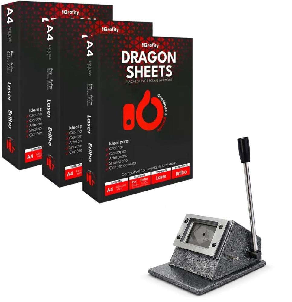 Jogo Produção de Cracha, Cortador de Cartão 5 Placas PVC E 10 Folhas Imprimíveis A4