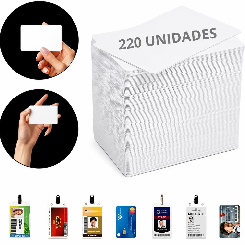 Jogo 220 Cartões PVC Branco Inkjet 86x54mm- T50 / R290 /L800