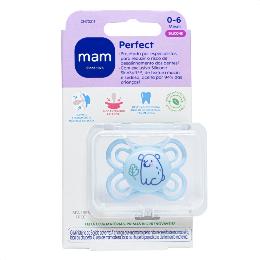 Chupeta Unitária Perfect 0 a 6 Meses Azul - Mam Baby