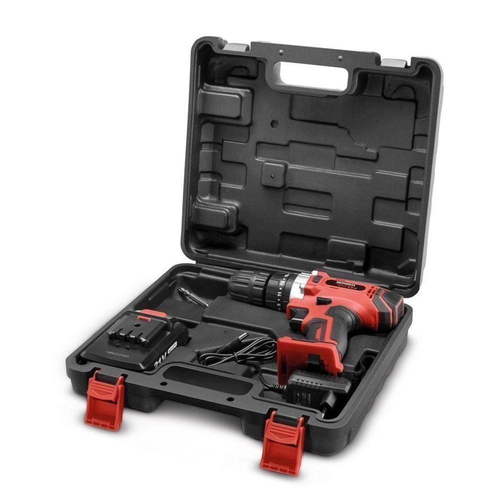 Furadeira e Parafusadeira de Impacto Mondial a Bateria 21V com Maleta Power Tools PF-09M - Bivolt