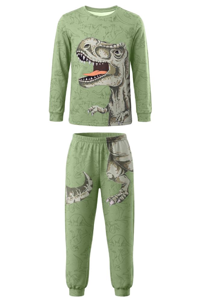 Pijama infantil menino com estampa de dinossauro Brandili