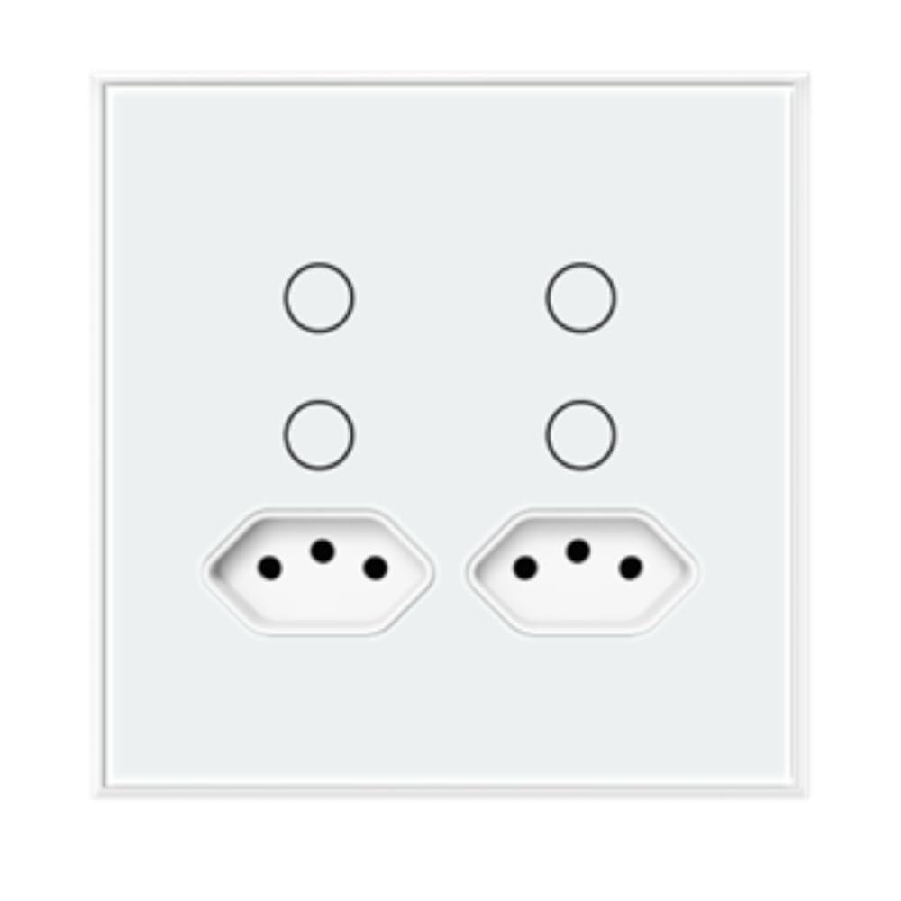 Conjunto 4X4 4 Interruptores + 2 Tomadas Touch Branco Wi-Fi Ambiente Conectado - Steck