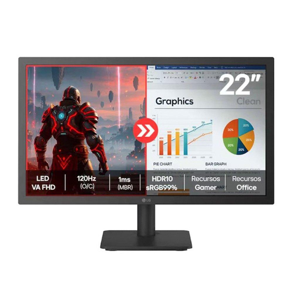 Monitor LG FHD Home & Office 22U403A-B 22”, 1ms (MBR), 120Hz (O/C), Modo leitura, Flicker Safe, HDMI, LG Switch, Black Stabilizer, Dynamic Action Sync