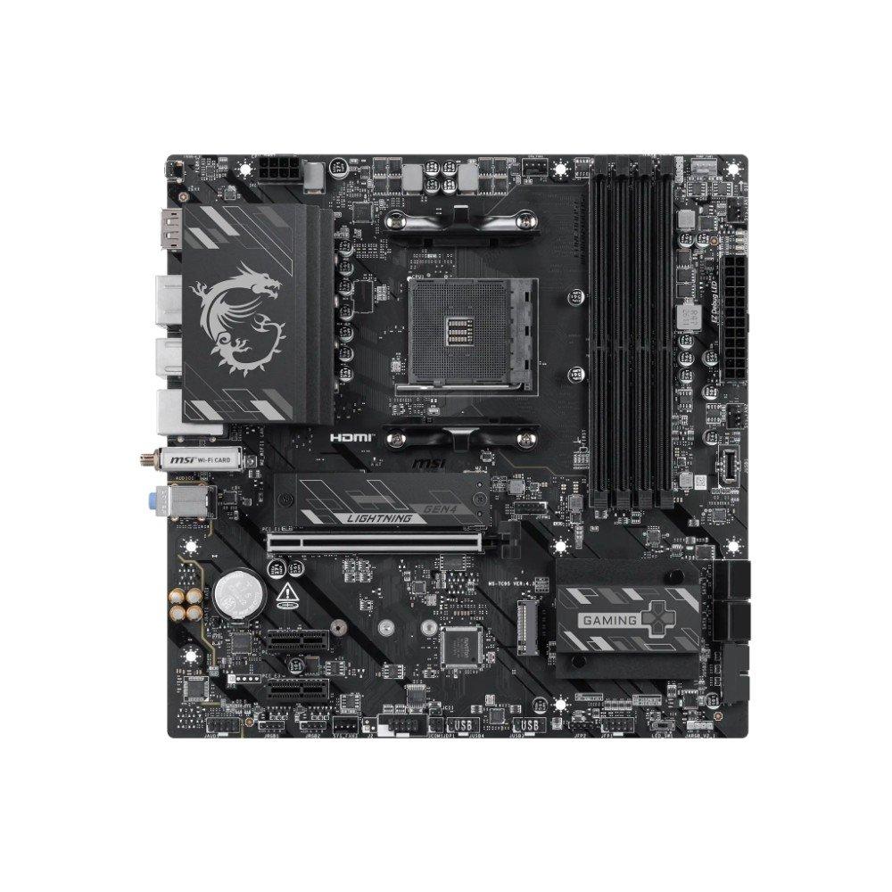 Placa-Mãe MSI B550M Gaming Plus WiFi6E, AMD AM4, Micro ATX, DDR4, Wi-Fi 6E, Bluetooth 5.2, Preto e Prata - B550M GAMING PLUS WIFI6E