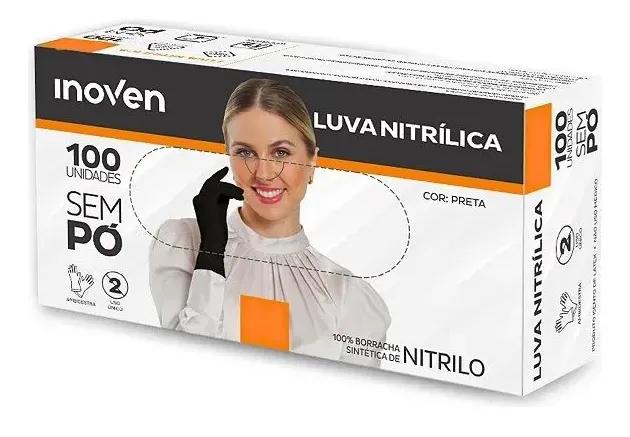 Luva Preta Nitrílica Sem Pó Inoven - G