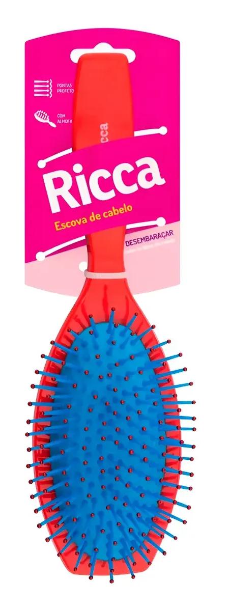 Escova de Cabelo Ricca Oval Cereja Almofadada