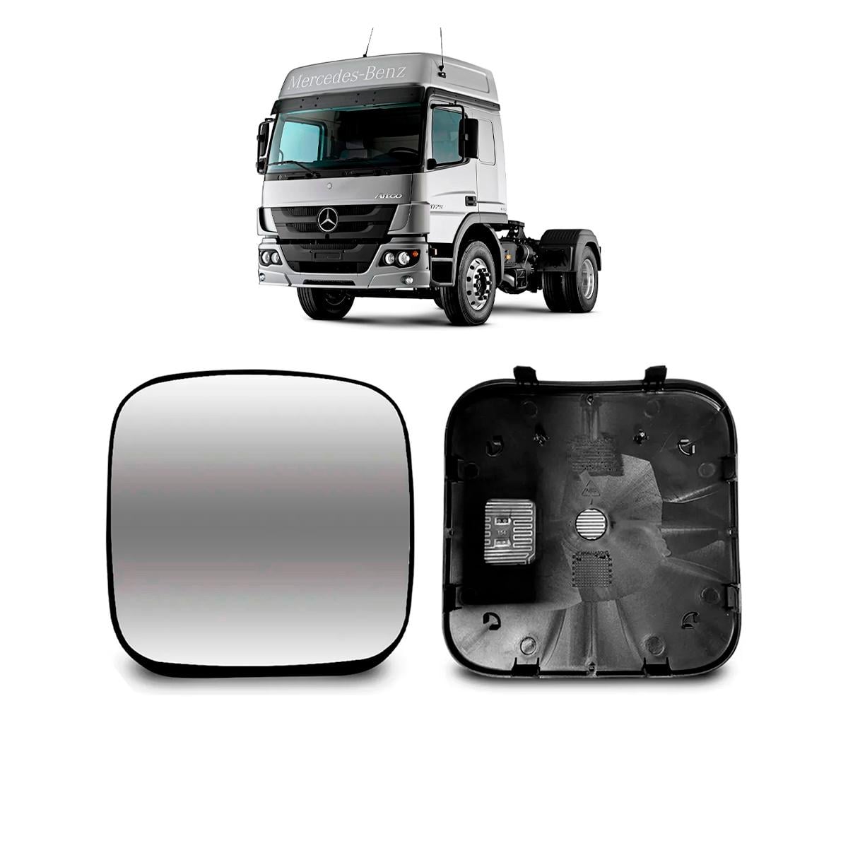 Espelho Retrovisor Auxiliar com Desembacador Mb Atego Axor