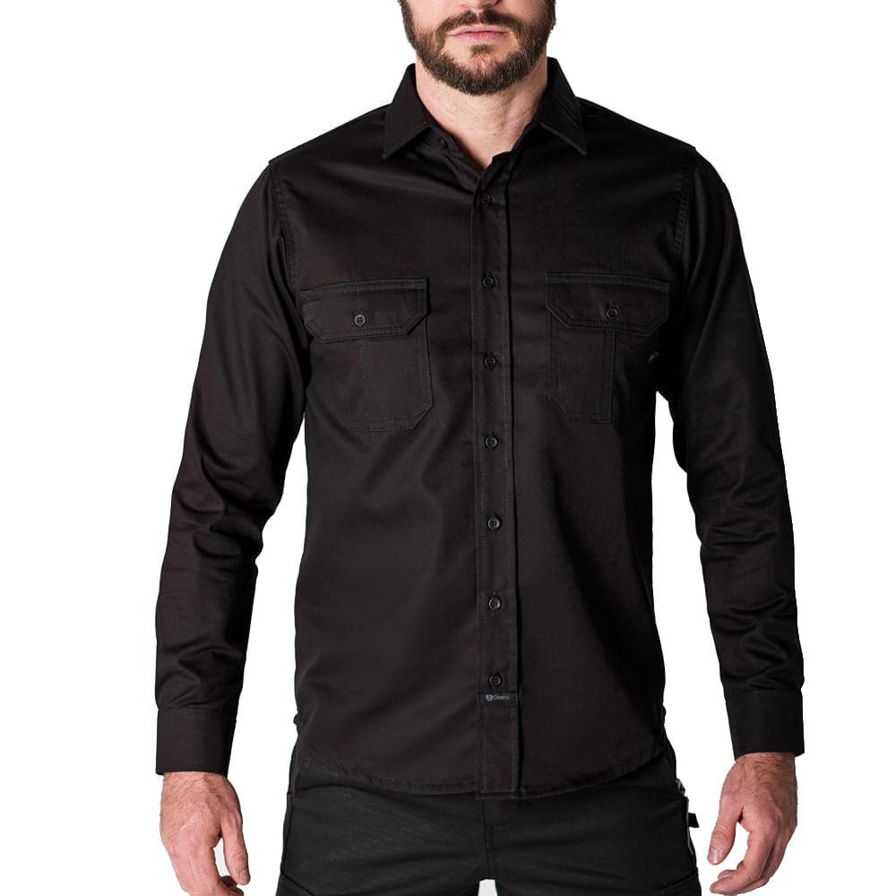 Workshirt Camisa Titan Preta All Black Manga Longa