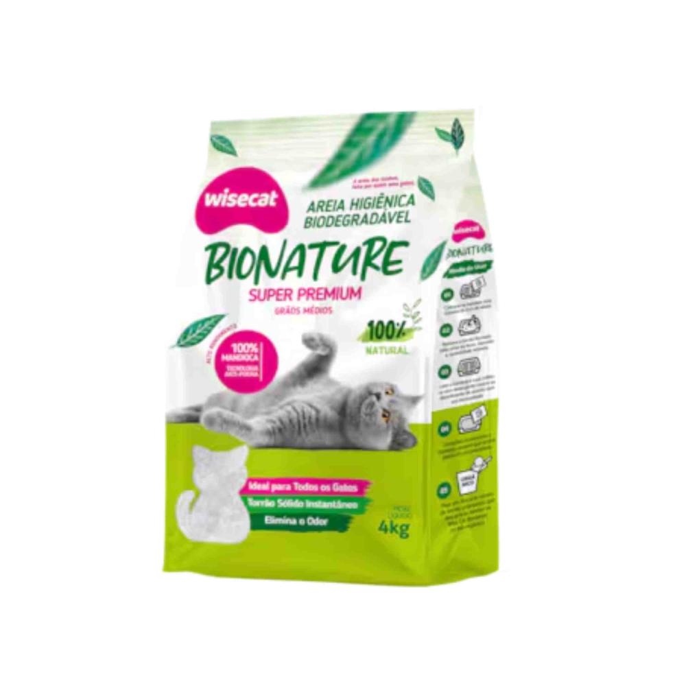 Wisecat Bionature Areia Graos Medios 100% Mandioca 4Kg