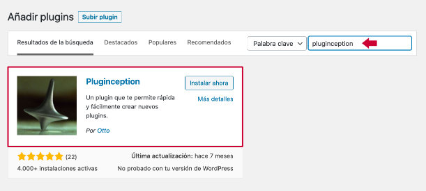 Instalar Pluginception Instalación Pluginception