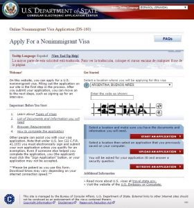 formulario DS-160 visa Estados Unidos