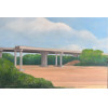 Fernando Calderari - Ponte sobre o Rio Tubarão - Óleo sobre tela - Medidas 55 x 80 cm - Assinado 