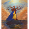 <p>Entre mim e a Deusa, um v&eacute;u. N&atilde;o para esconder, mas para costurar o que o tempo separou. Minha m&atilde;e a perdeu menina, mas nunca a soltou. Nesta pintura, V&oacute; Deusa est&aacute; gr&aacute;vida da minha m&atilde;e, sobre um pirarucu, debaixo de uma &aacute;rvore, segurando flores amarelas. Ela &eacute; terra que pariu, &aacute;gua que conduz, mem&oacute;ria que n&atilde;o se apaga. Nela vive a mulheridade ind&iacute;gena que me atravessa, a for&ccedil;a das que vieram antes, o ventre que sustenta mundos. Aqui, os mundos se tocam: minha av&oacute;, minha m&atilde;e e eu como estrelas guias vibrantes no grande cosmos. (Au&aacute; Mendes)</p>