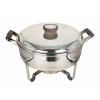 <p>Rechaud completo c/tampa e pegas de madeira e queimador - 47 diâmetro - Prata S. James</p>
