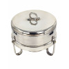 <p>Rechaud completo com tampa, pega superior e queimador - 25 diâmetro - Prata S. James</p>