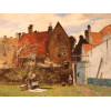 <p>Rudolf Ribarz (1848 – 1904) – Escola austríaca – Fundo de quintal – OSM – 55 x 73 cm – Acid</p>