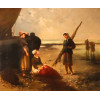 <p>Henri Van Wyk (1833 – 1899) – Escola holandesa – Pescadoras – OST – 52 x 62 cm - Acie</p>