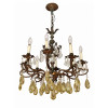 <p>Lustre de bronze, para oito luzes, braços adornados com pingentes de cristal lapidado. Estilo clássico - 84 cm</p>