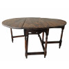 <p>Mesa cancela, de madeira, com tampo ovalado articulado e pés torneados - 145 x 130 x 60 cm alt (aberta)</p>