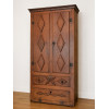 <p>Armário colonial brasileiro, de madeira maciça, estilo doce de leite. Com 2 portas e parte interna com 3 prateleiras e 2 gavetas frontais na parte inferior, com ferragens de época e buracos de chave - 115 x 40 x 235 de alt - Brasil XX</p>