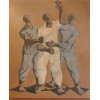 <p>Cl&oacute;vis Graciano -&nbsp;Grito de Liberdade - OSC - 86 x 70 cm - Acid, 1954 - Cl&oacute;vis Graciano cria aqui uma composi&ccedil;&atilde;o emblem&aacute;tica com figuras monumentais e volumes geom&eacute;tricos. O uso de tons terrosos e contrastes fortes reflete sua preocupa&ccedil;&atilde;o com temas humanos e coletivos. A homenagem a Ruth de Souza confere valor hist&oacute;rico adicional &agrave; obra, associando-a a um contexto social e cultural relevante.</p>