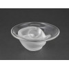 <p>Jacqueline Terpins - Peça decorativa de cristal soprado artesanal de formato circular e design orgânico, combinando borda em cristal transparente com base escultórica fosca/acetinada de contorno assimétrico, assinado na base, medindo 16 cm de diâmetro por 6 cm de altura</p>