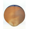 <p>Mieko - Vaso escultórico em cerâmica artística, de formato orgânico, com decoração em frisos em relevo, acabamento em terracota e interior esmaltado em azul. Assinado na lateral da base - 43 cm de altura</p>