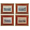 <p>Lote com 4 quadros decorativos, com reprodu&ccedil;&otilde;es, representando imagens de cavalos em cenas campestres - 16 x 22 cm - No estado</p>