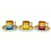 <p>Conjunto com 11 xícaras de café com seus 11 pires, de porcelana européia Bavaria, com decoração externa e interior dourados</p>