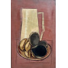 <p>Carlos Scliar vinil e colagem encerado sobre tela 56 x 37cm intitulada Jarra e Frutas no Prato ass. CI e verso datada 1988. Localizada Cabo Frio - RJ</p>