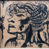 <p>Flavio de Carvalho nanquim sobre cartão 15 x 15cm Figura Feminina ass. CSD datada 1951</p>