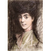 <p>Giovanni Boldini pastel sobre papel 62 x 44cm Moça ass. CID datada 1904. Sem moldura</p>
