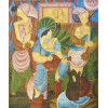 <p>Ivan de Assis óleo sobre tela 70 x 65cm intitulada Festin de Aniversário ass. CIE e verso datada 1989</p>