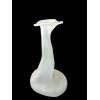 <p>Jaqueline Terpins - Floreiro de cristal acetinado, branco, com base circular bojuda. corpo movimentado terminado em boca no formato de copo de leite. 32 cm de altura . Brasil, s&eacute;c. XX. ass. base NO ESTADO</p>