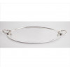 <p>CHRISTOFLE, Travessa de metal espessurado à prata, modelo da série Vertigo, formal oval com alças laterais estilizadas, marca da manufatura na parte superior. 63 x 42cm. França, séc. XX</p>