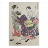 <p>TORII KIYONAGA, Composição com Mulheres, Xilogravura Ukiyo-e, assinada. 40 x 27cm (sem moldura). Japão, séc. XX</p>