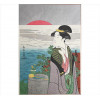 <p>EISHOSAI CHOKI, Mulher e Pôr-do-Sol, Xilogravura Ukiyo-e, assinada. 40 x 27cm (sem moldura). Japão, séc. XX</p>