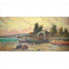 <p>Quadro com assinatura não identificada, Paisagem litorânea, OST, ACIE. Europa início séc. XX. 59 x 119 cm</p>
