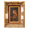 <p>Quadro sem assinatura do artista, Madona e Bambino, óleo sobre madeira de carvalho. 36 x 20 cm. Europa séc. XVII (moldura no estado)</p>